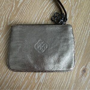 Stella & Dot Metallic Bronze Wristlet Pouch Small Cosmetic Bag